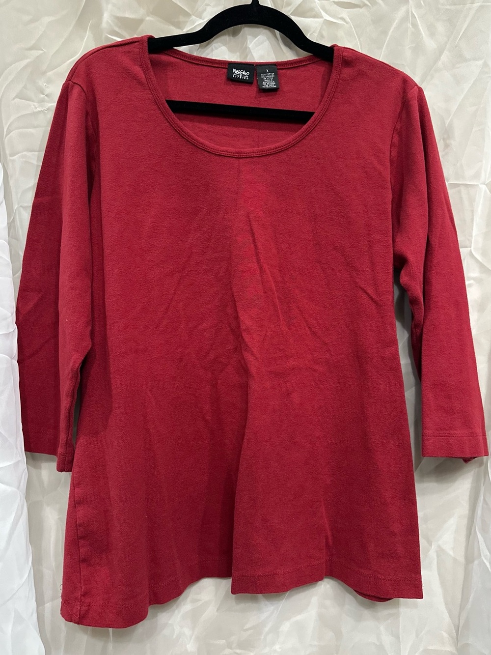 Mossimo Women's Red Scoop Neck Knit 3/4 Sleeve Top